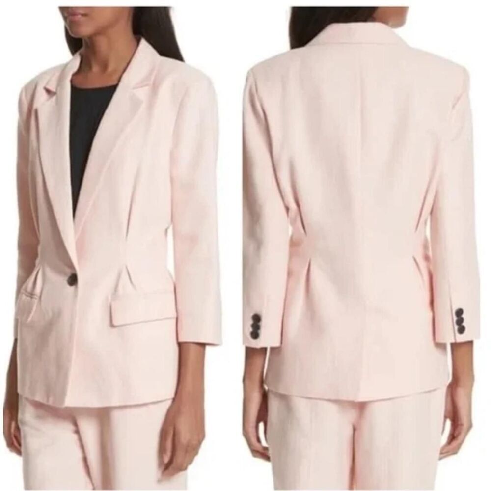 Joie Lian Blush Pink Linen & Cotton Blend Single Button Blazer| Natural Fibers